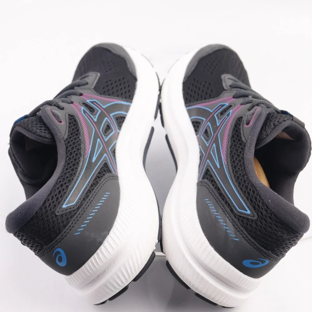 Asics Womens Gel-Contend 7 Running Shoe Size 8 Black Blue Purple Sneaker Trainer